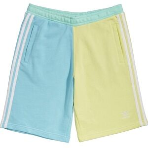 Adidas Men's Blue and Yellow Shorts